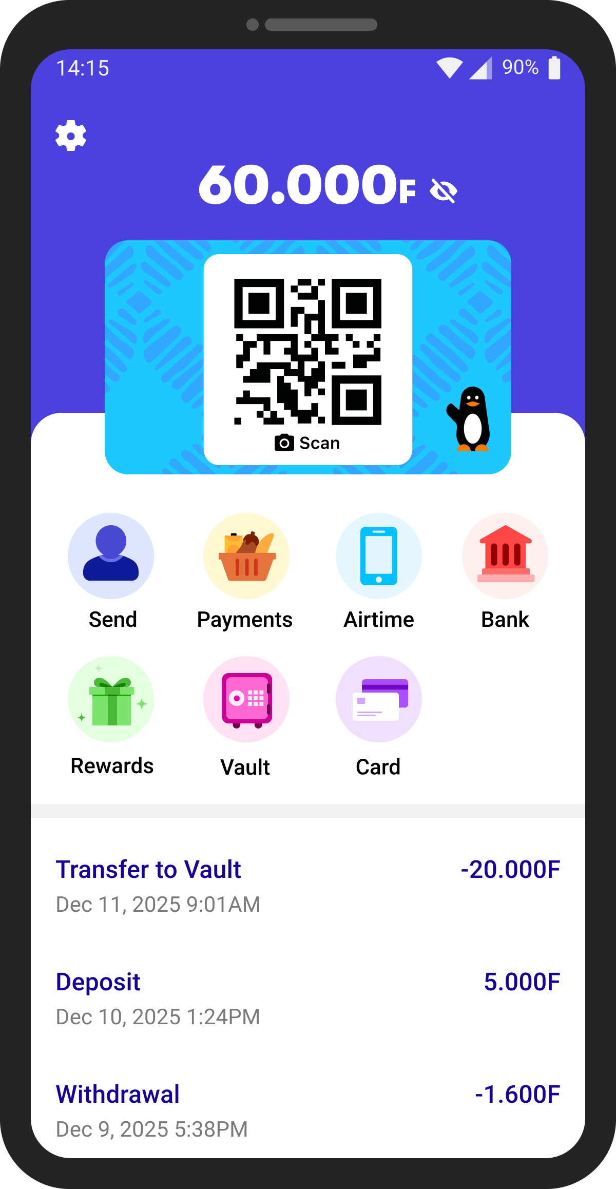 Principal Vault screen