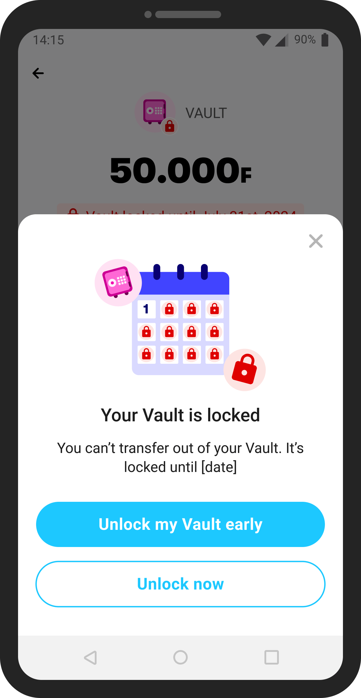 Unlocking Vault early screen