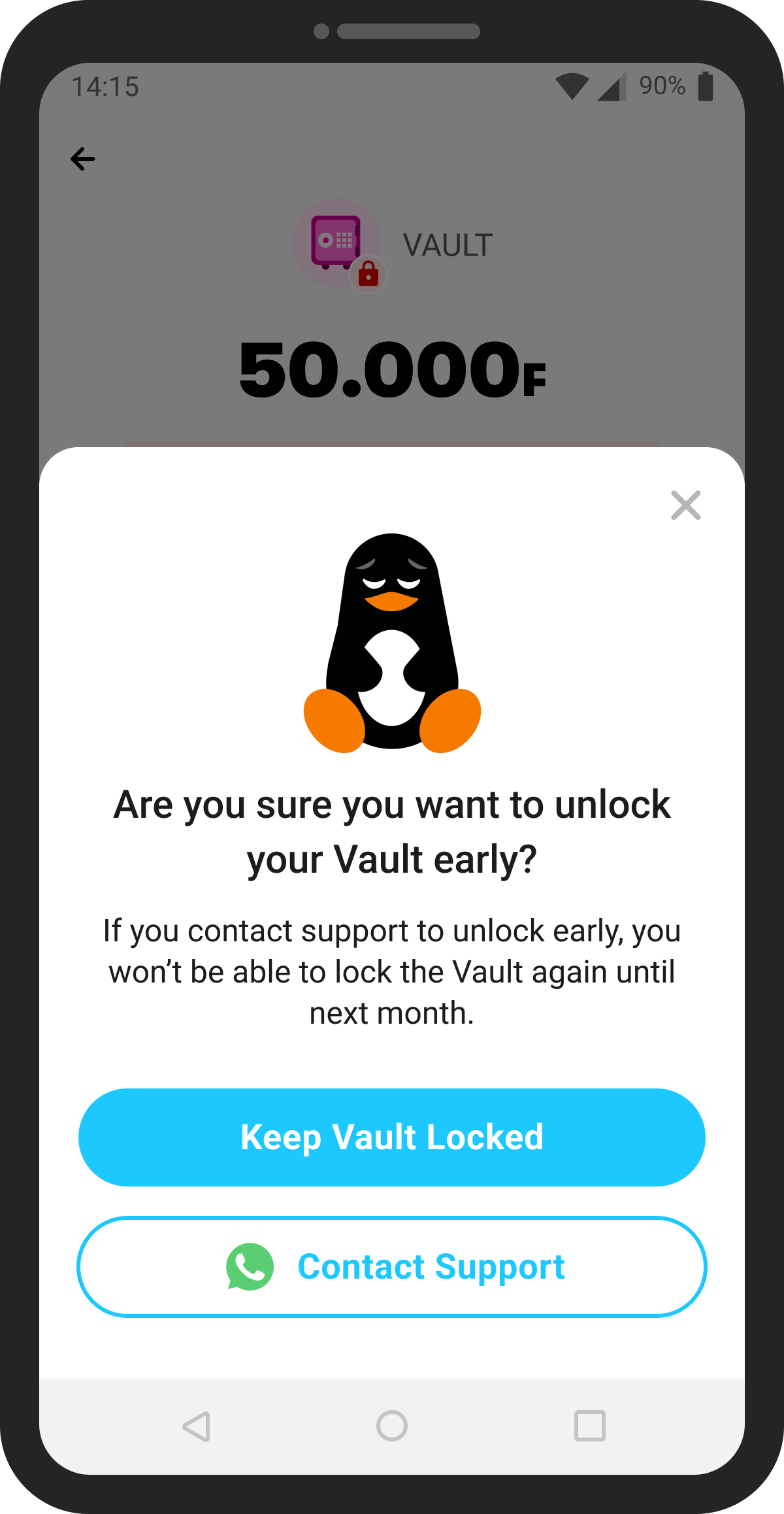 Unlocking Vault early screen