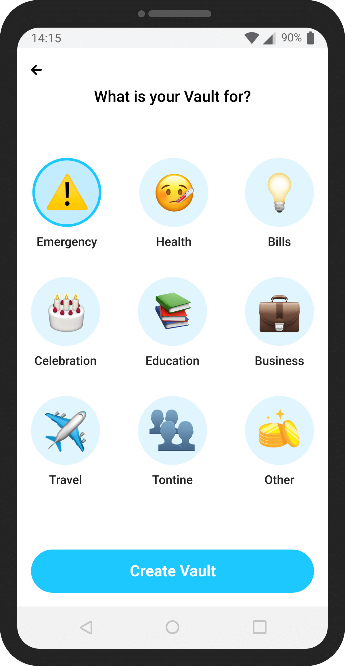 Multiple Vaults screen