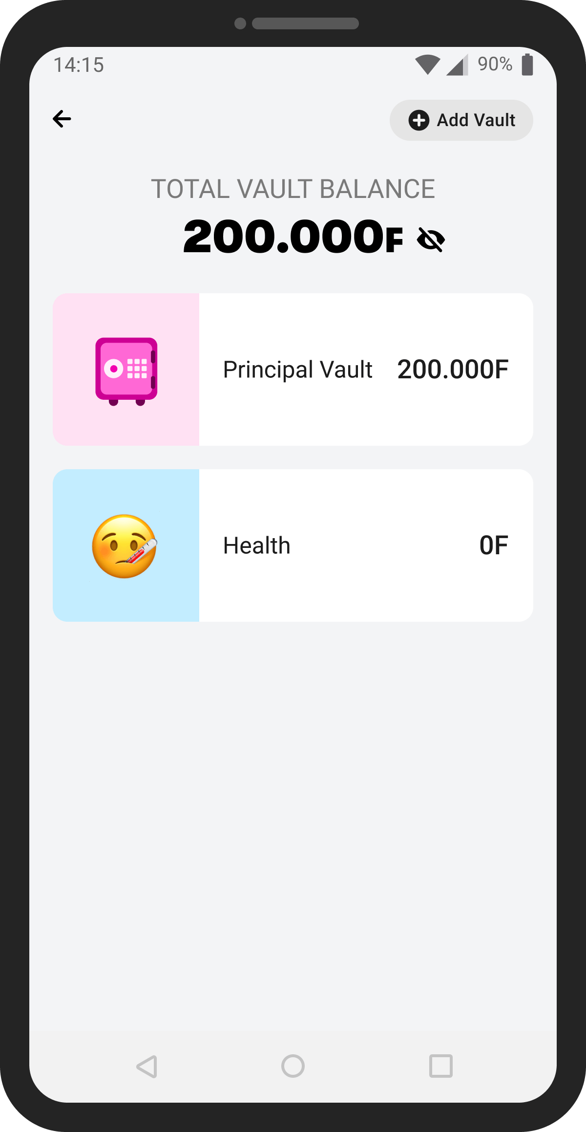 Multiple Vaults screen