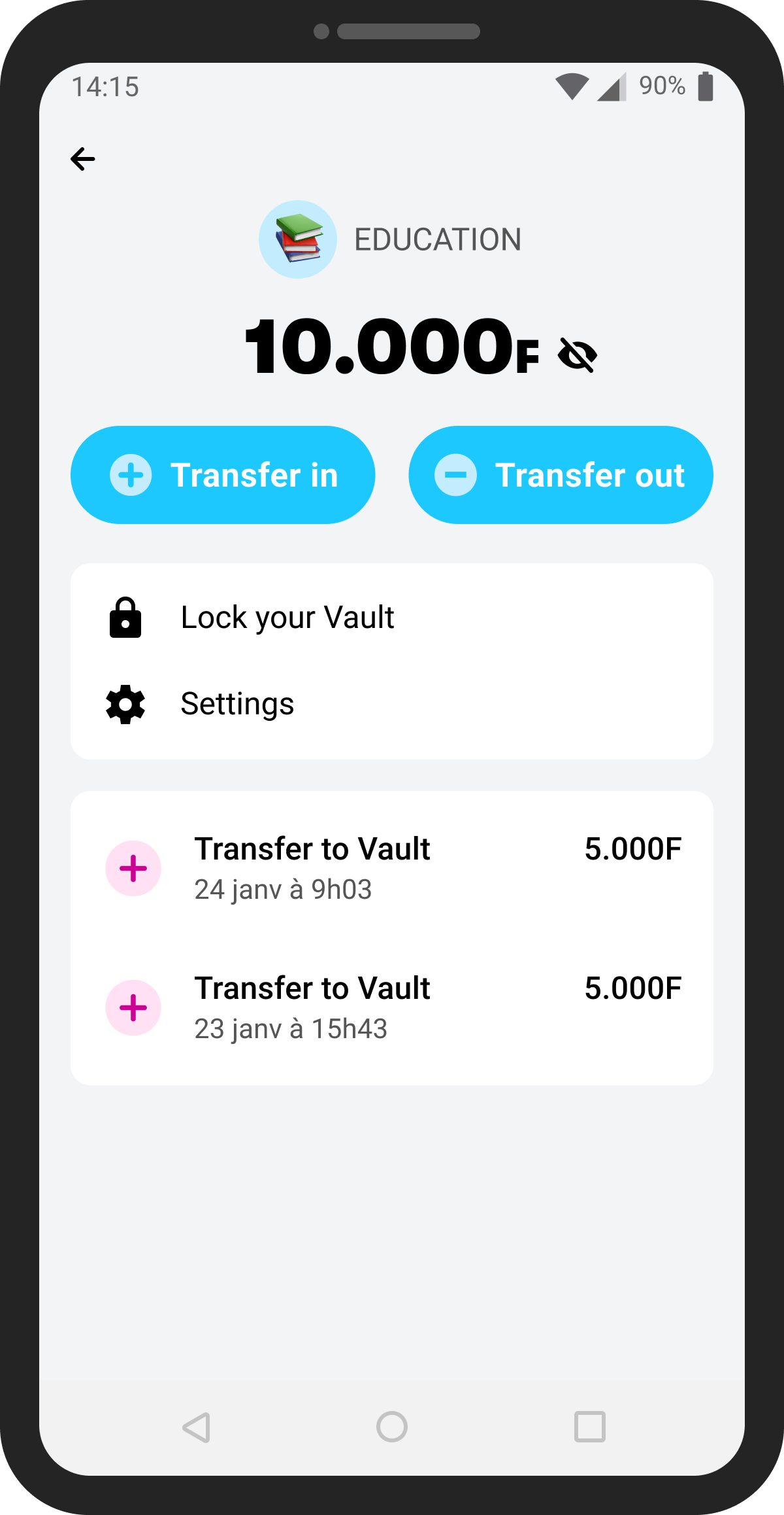 Multiple Vaults screen