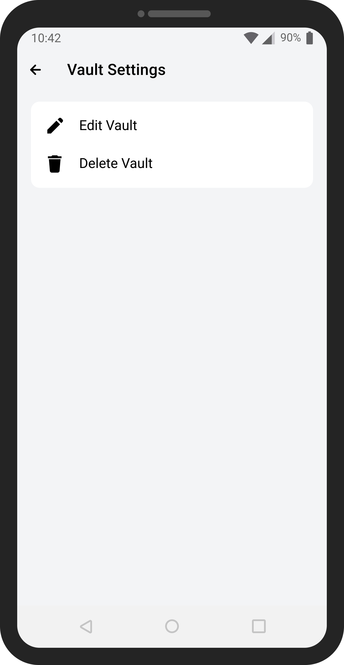 Multiple Vaults screen